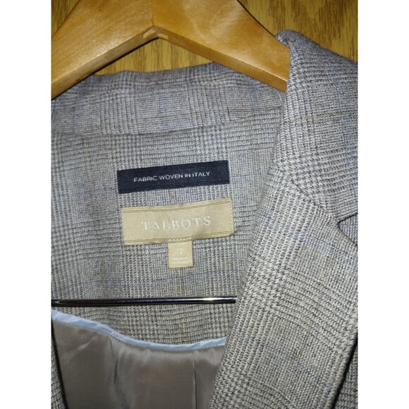 Talbots 2 Button Blazer Jacket Womens 12 Gray Wool Blend Fabric Woven In Italy - Picture 3 of 15